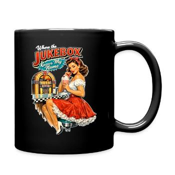 Pin-up des années 50 dans un diner : Là où le jukebox connaît mon nom - Mug uni - noir - Droite