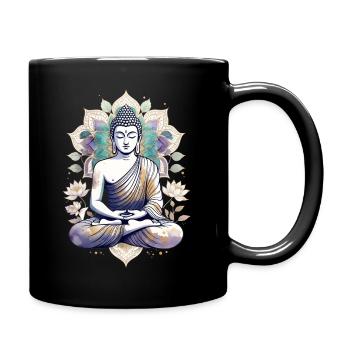 Buddha Lotus Meditationskunst - Tasse einfarbig - Schwarz - Rechts