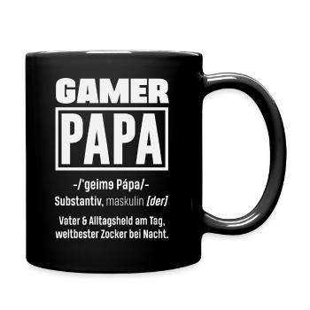Gamer Papa Definition Lustiger Zocker Vater - Tasse einfarbig - Schwarz - Rechts