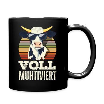 Fully Muhtived Funny Cow Saying Retro Farmer - Full Colour Mug - black - Right
