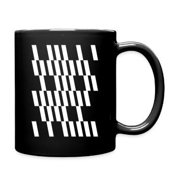 Monochrome Geometric Stripes Grid - Full Colour Mug - black - Right
