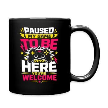 Paused My Game To Be Here Gamer - Full Colour Mug - black - Right