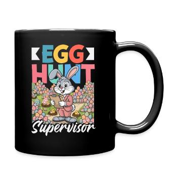 Joyeuse Pâques, douce chasse aux œufs du lapin, œufs de Pâques - Mug uni - noir - Droite