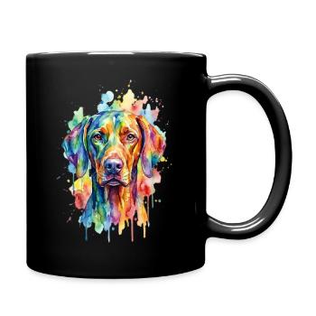 Rainbow Watercolor Dog - Full Colour Mug - black - Right