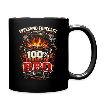 Wetter am Barbecue-Wochenende | Retro-Grill-Humor - Tasse einfarbig - Schwarz - Rechts