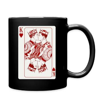 Carte du cœur qui embrasse les rois - Mug uni - noir - Droite