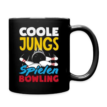 Coole Jungs Spielen Bowling - Tasse einfarbig - Schwarz - Rechts
