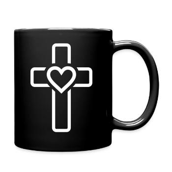 Symbole de la croix de cœur - Mug uni - noir - Droite