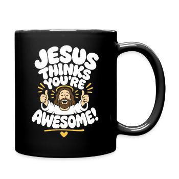 Jésus pense que tu es génial en disant - Mug uni - noir - Droite