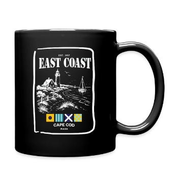 Cape Cod East Coast Leuchtturm & Küstenlinie - Tasse einfarbig - Schwarz - Rechts
