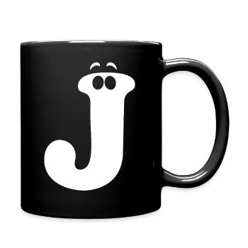 Large J Style Print | Letter J funny J logo - Full Colour Mug - black - Right