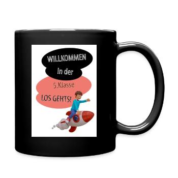 Willkommen 5.Klasse Raketenstart - Tasse einfarbig - Schwarz - Rechts
