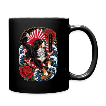 Berner Sennenhund im japanischen Tattoo Stil - Tasse einfarbig - Schwarz - Rechts