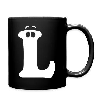 Large L Style Print | Letter L Funny L Logo - Full Colour Mug - black - Right