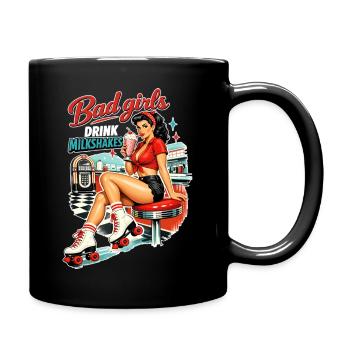 Bad Girls Drink Milkshakes – 50s Diner Pin-Up - Full Colour Mug - black - Right