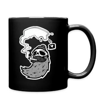 Crâne de surfeur – Crâne avec vague et cœur - Mug uni - noir - Droite