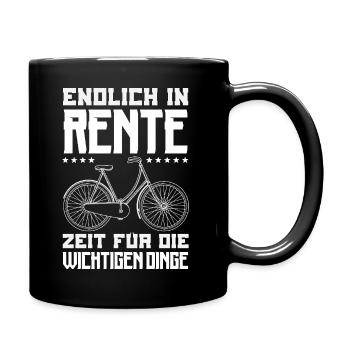 Endlich In Rente Fahrrad - Tasse einfarbig - Schwarz - Rechts