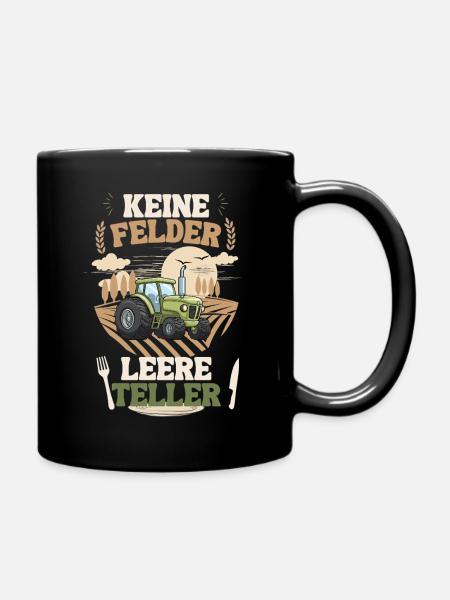 Bauer Keine Felder leere Teller - Tasse einfarbig - Schwarz