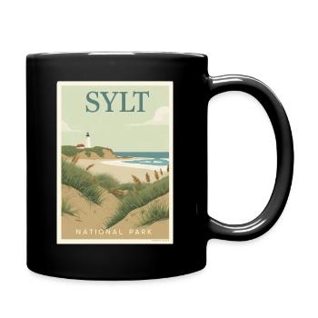 Sylt Vintage Poster | North Sea Germany - Full Colour Mug - black - Right