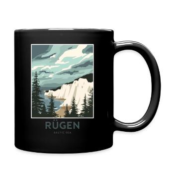 Mer Baltique de Rügen | Affiche de voyage vintage - Mug uni - noir - Droite