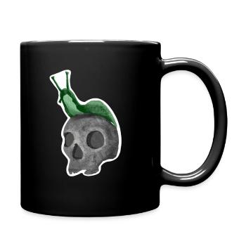 Schädel mit Schnecke - Tasse einfarbig - Schwarz - Rechts