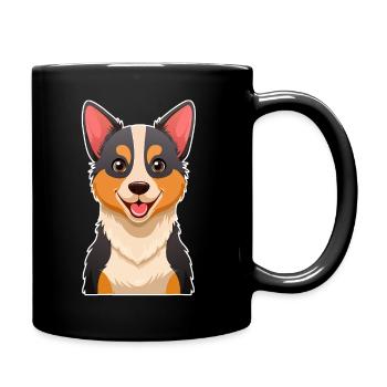 Fröhlicher junger Hund (Comic-Porträt) - Tasse einfarbig - Schwarz - Rechts