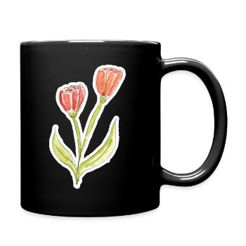 Wasserfarbene Tulpe - Tasse einfarbig - Schwarz - Rechts