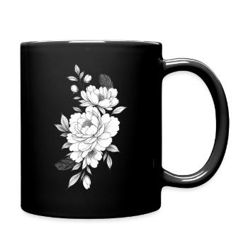 Pfingstige Schwarze Blumentinte - Tasse einfarbig - Schwarz - Rechts