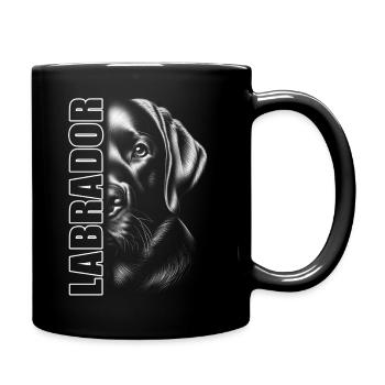 Labrador portrait with vertical lettering - Full Colour Mug - black - Right