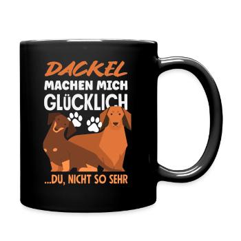 Dackel Machen Glücklich - Tasse einfarbig - Schwarz - Rechts