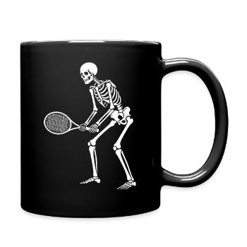 Skeleton plays tennis  - Full Colour Mug - black - Right