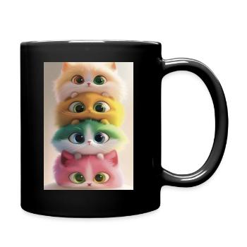Chats peluche arc en ciel empilés - Mug uni - noir - Droite