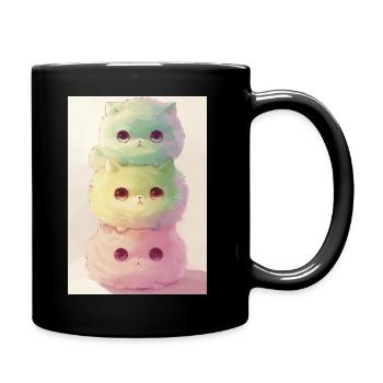 Pastel Cat in Rainbow Pile - Full Colour Mug - black - Right
