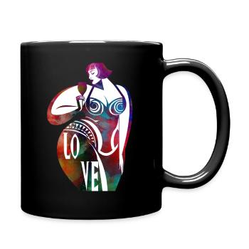 Female silhouette in colorful LOVE - Full Colour Mug - black - Right