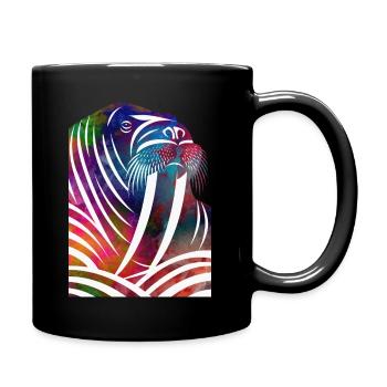 Colorful Walrus in Watercolor Lines - Full Colour Mug - black - Right