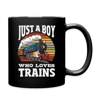 Only a boy who loves trains Railroad - Full Colour Mug - black - Right