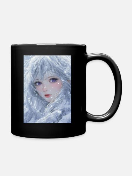 Eiskaltes Haar und violette Augen - Tasse einfarbig - Schwarz