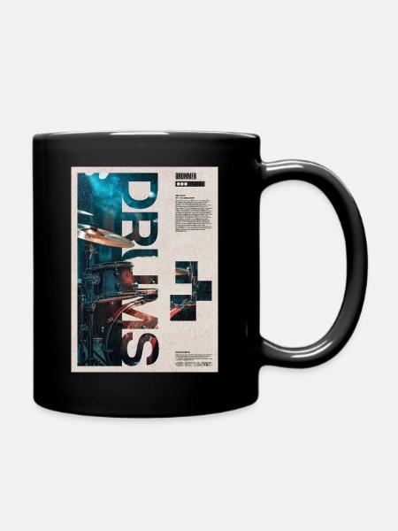 Trommel-Collage-Trommlerkunst - Tasse einfarbig - Schwarz