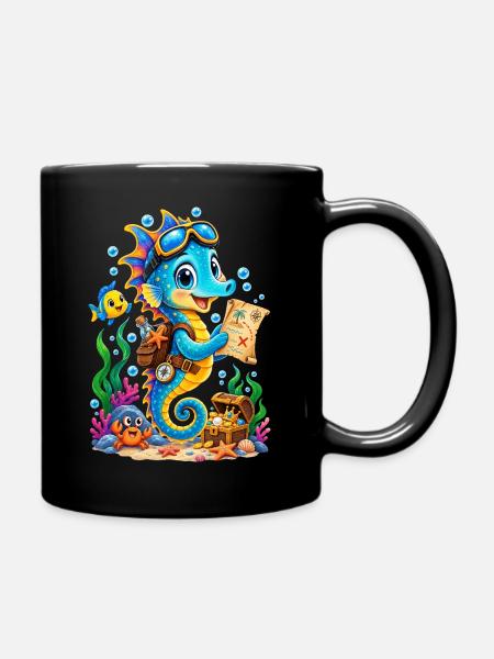 Abenteuer-Seepferdchen - Tasse einfarbig - Schwarz
