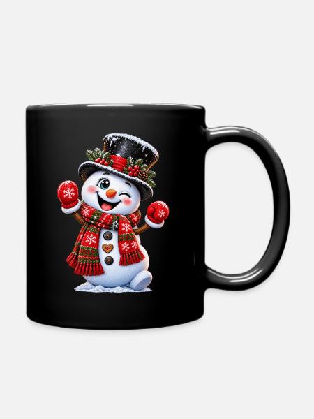 Schneemann - Tasse einfarbig - Schwarz