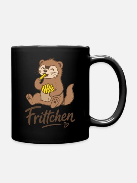 Frettchen Frittchen Fritten Pommes Frites - Tasse einfarbig - Schwarz