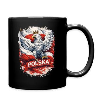 Polska T-Shirt – Polnischer Adler & Flagge - Tasse einfarbig - Schwarz - Rechts
