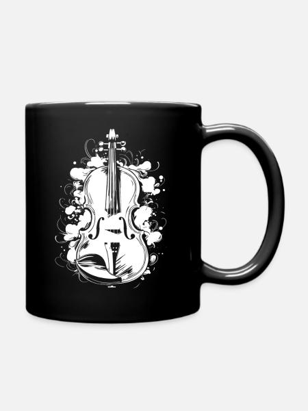 Geige Zeichnung - Tasse einfarbig - Schwarz