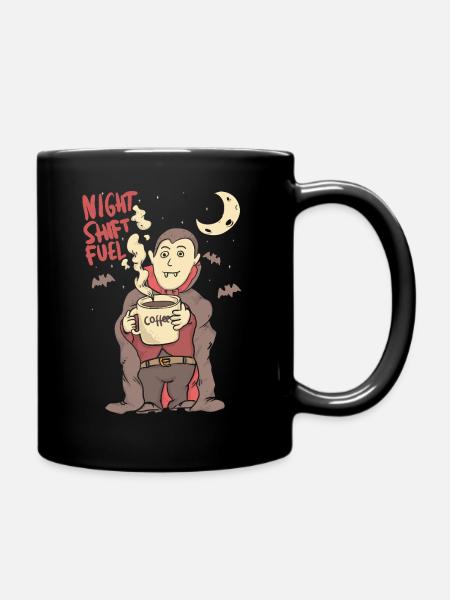 night shift fuell - draculla coffee - Tasse einfarbig - Schwarz