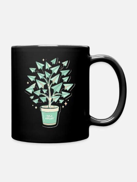 Papierflugbaum Origami - Tasse einfarbig - Schwarz