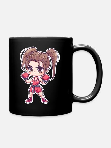 Kleine Kickboxerin Anime Look - Tasse einfarbig - Schwarz