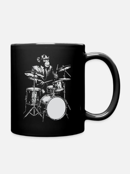 Monkey Jazz Drummer - Tasse einfarbig - Schwarz