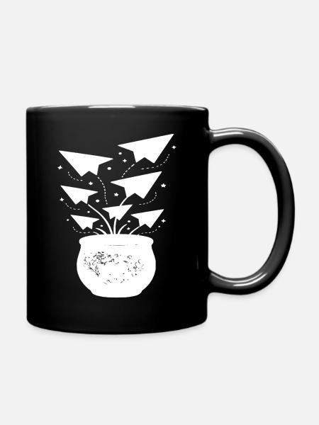 Papierflieger Gartenzauber - Tasse einfarbig - Schwarz