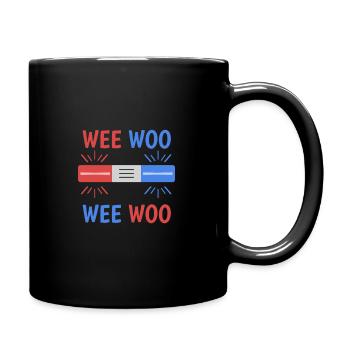 Wee Woo Blaulicht Sirene Feuerwehr Krankenwagen - Tasse einfarbig - Schwarz - Rechts