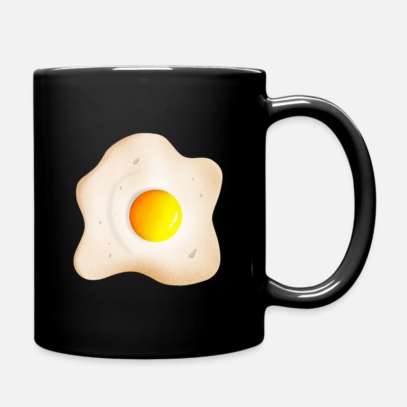 gebratenes Spiegelei mit Eigelb und Eiweiß - Tasse einfarbig - Schwarz